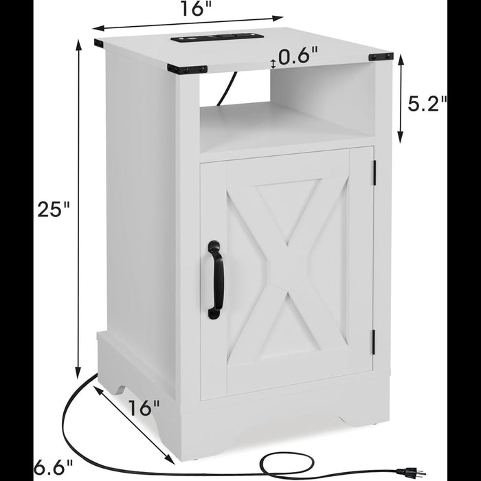 Farmhouse Nightstand, Charging Station & Storage