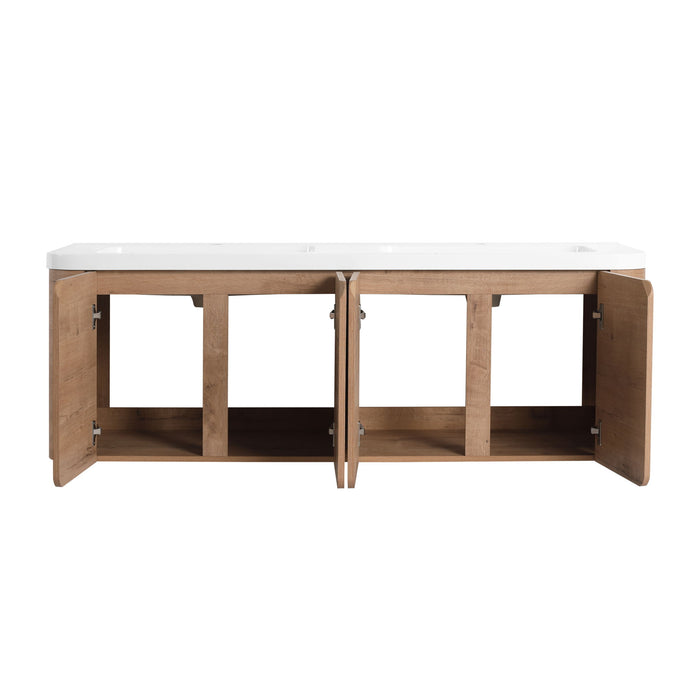 Wall Mounted Bathroom Vanity With Sink, 3 Soft Close Doors