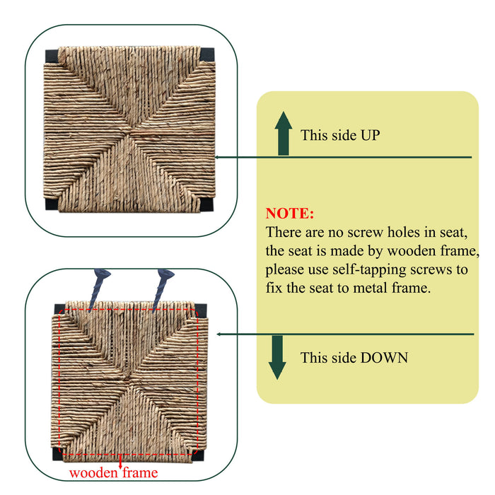 Water Hyacinth Woven Bar Stools With Back Support, Counter Height Dining Chairs (Set of 2) - Natural