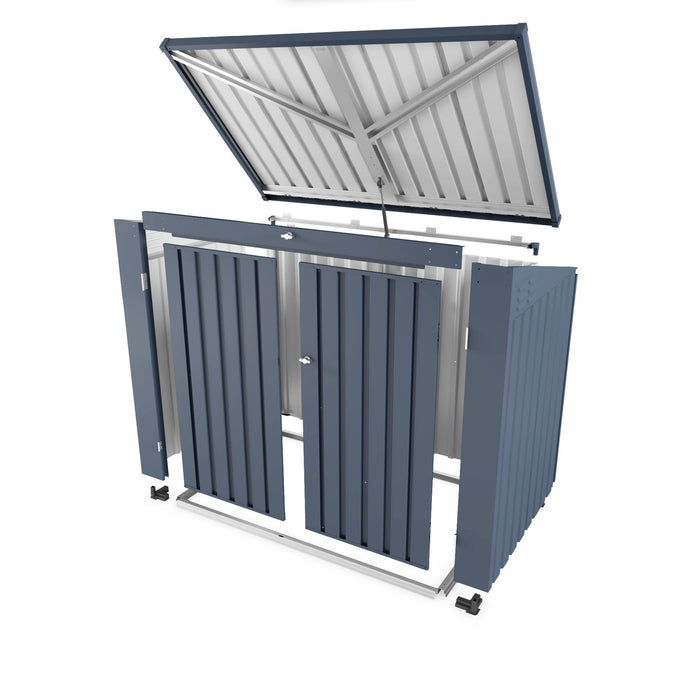 Outdoor Trash Can Storage Shed For 2 Bins Garbage - Gray