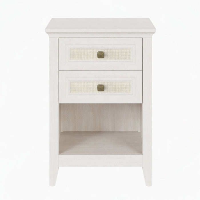 Nightstand With 2 Drawers & Shelf - White