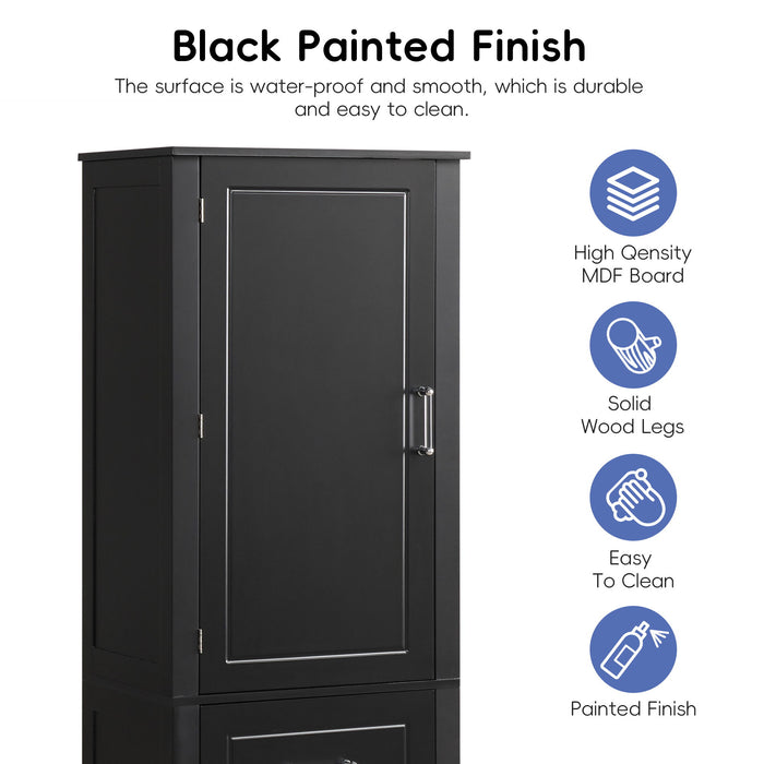 Tall Freestanding Bathroom Storage Cabinet With 2 Drawers And Adjustable Shelf