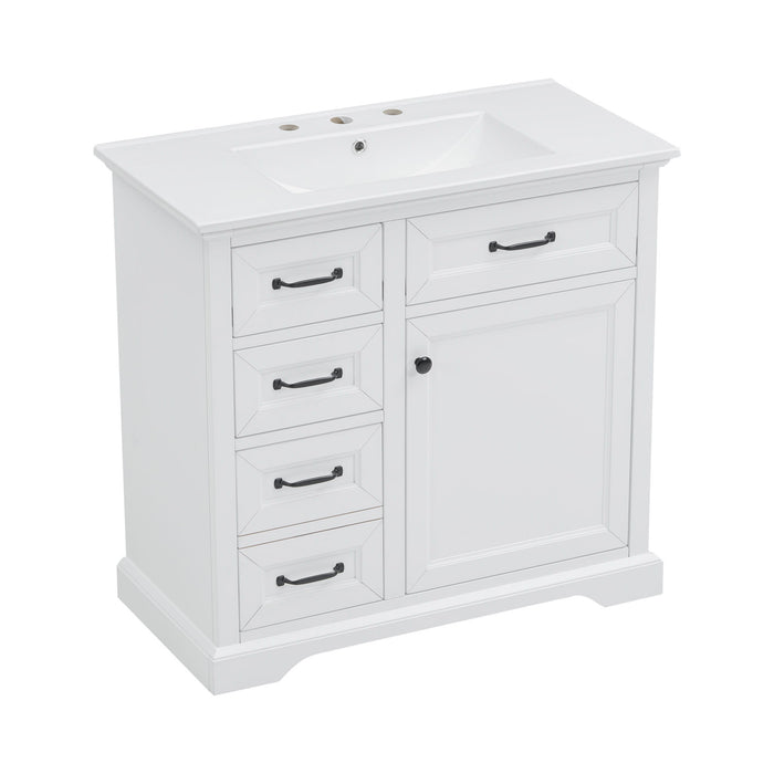 Modern Bathroom Vanity With Sink Top, 4 Drawers And 1 Soft-Close Door