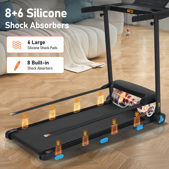 Folding Treadmills For Home Small, 3.0Hp Portable, 10Mph Walking Pad With Incline, Bluetooth, Heart Rate Sensors, Charge Station - Black