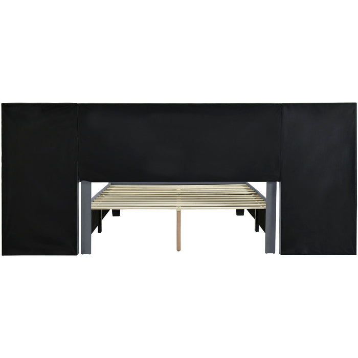 Upholstered Platform Bed With Big Headboard