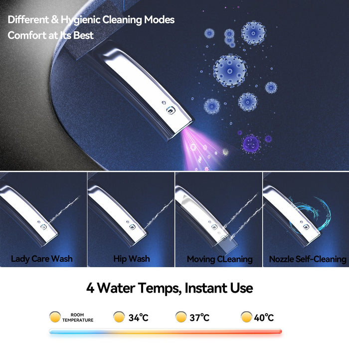 Smart Bidet Toilet With Auto Open / Close Seat, Warm Water Wash, Heated Seat, And Wireless Remote Control