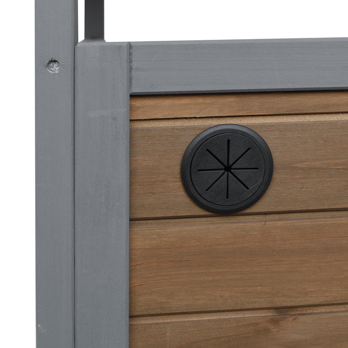Foldable Outdoor Kitchen Island With Lockable Wheels, Storage Cabinet And Towel Rack For Patio
