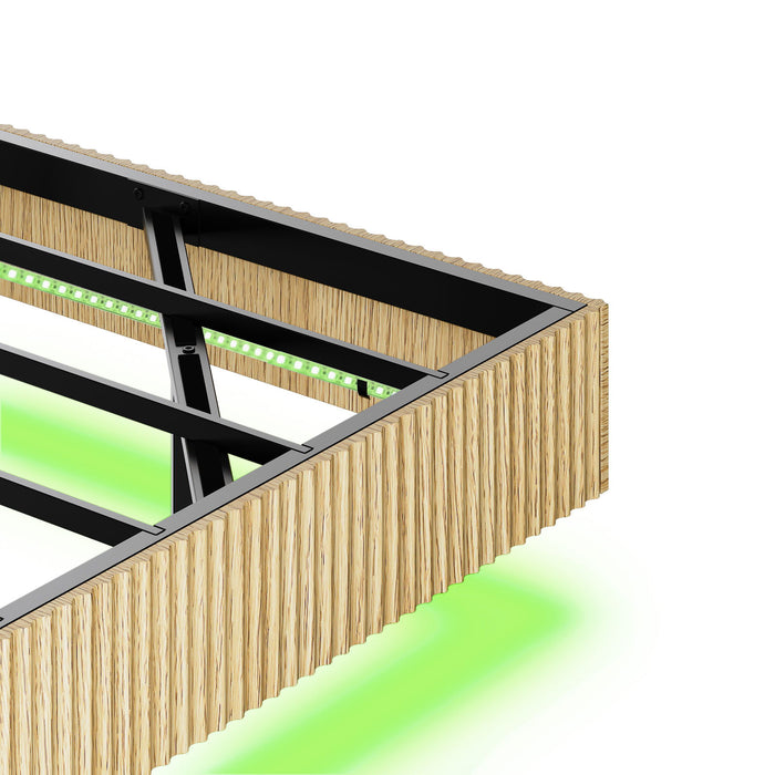 Floating Bedstead With Charging Station And LED Lights