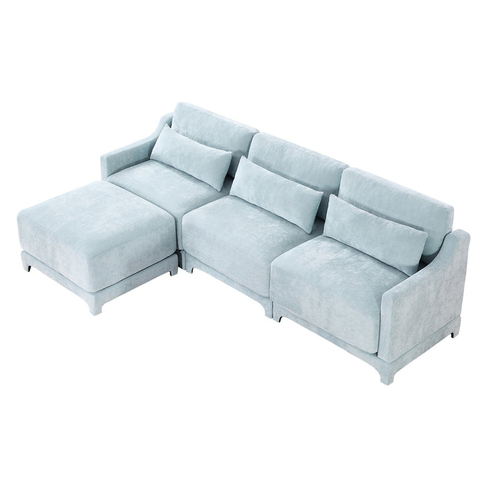 Stylish Sofa With Ottoman And Lumbar Pillows, Ergonomic Design