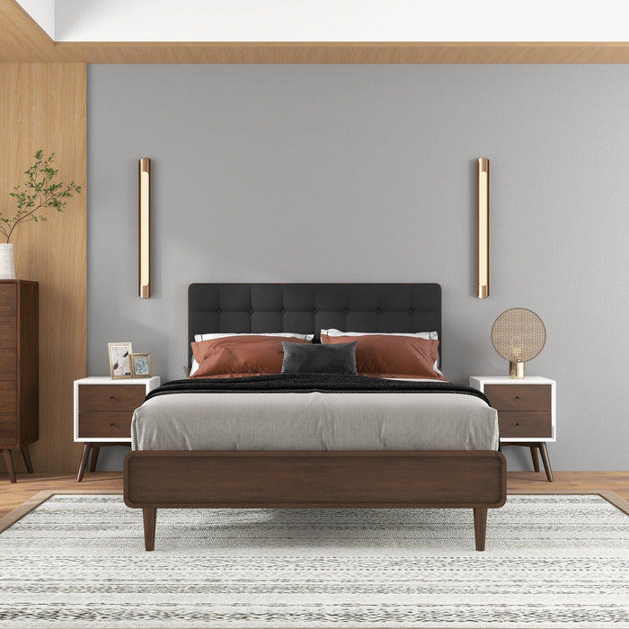 Caroline - Mid-Century Modern Style White Night Stand 2 Drawer