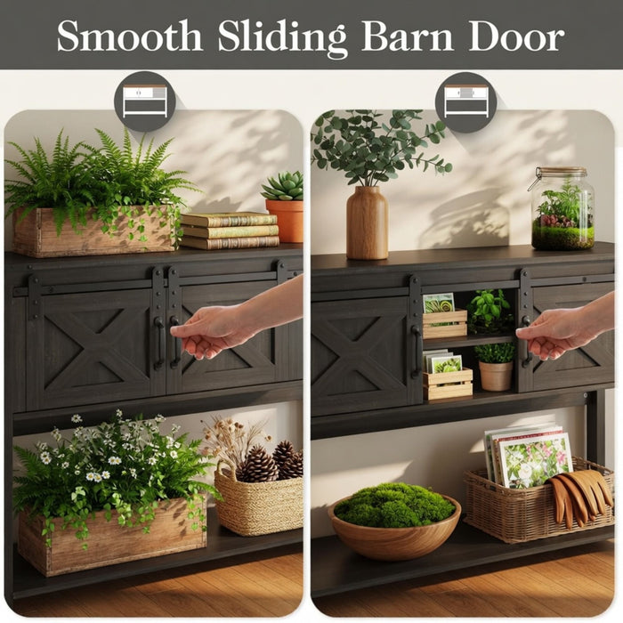 Farmhouse Entryway Table With Sliding Barn Door