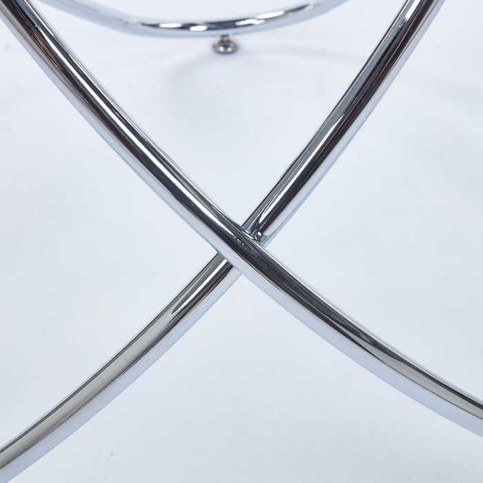 Metal Leg Dining Table With Tempered Glass Top