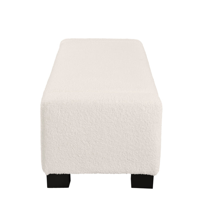 Textured Boucle Ottoman Bench With Hinged Lid For Seating And Storage - Beige