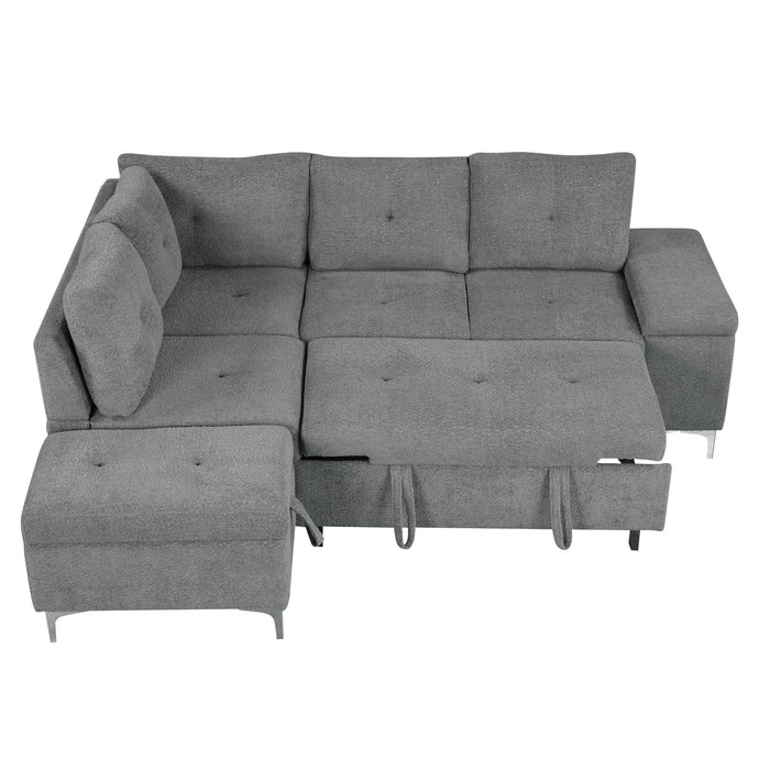Versatile L Shaped Sofa Bed With Storage, Cup Holders, USB Ports Chenille