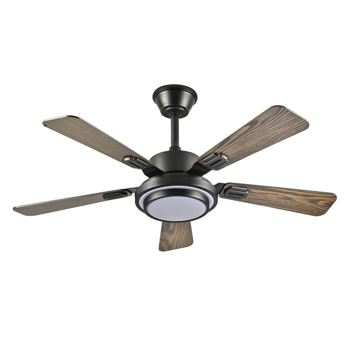 5 Blades Ceiling Fan With LED Light 3000 - 6500K Dimmable, 6 Speed Levels, Reversible Ceiling Fan - Matte Black