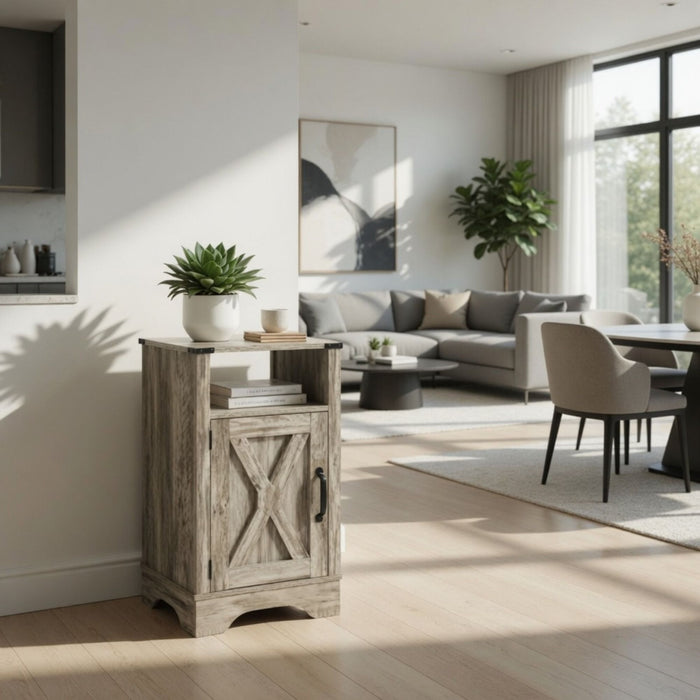 Farmhouse Nightstand, Charging Station & Storage