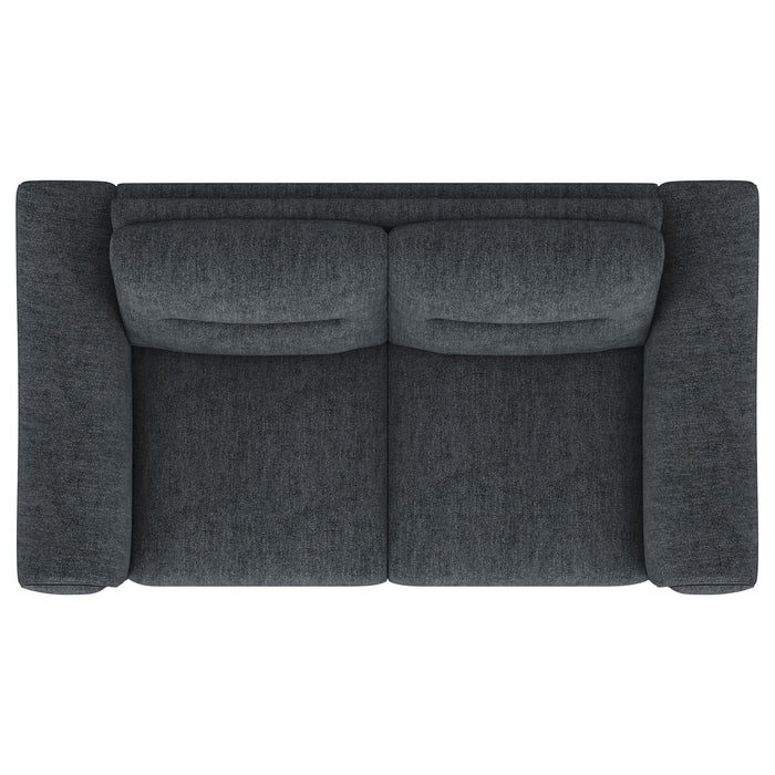 Oberle - Upholstered Sloped Track Arm Loveseat - Charcoal