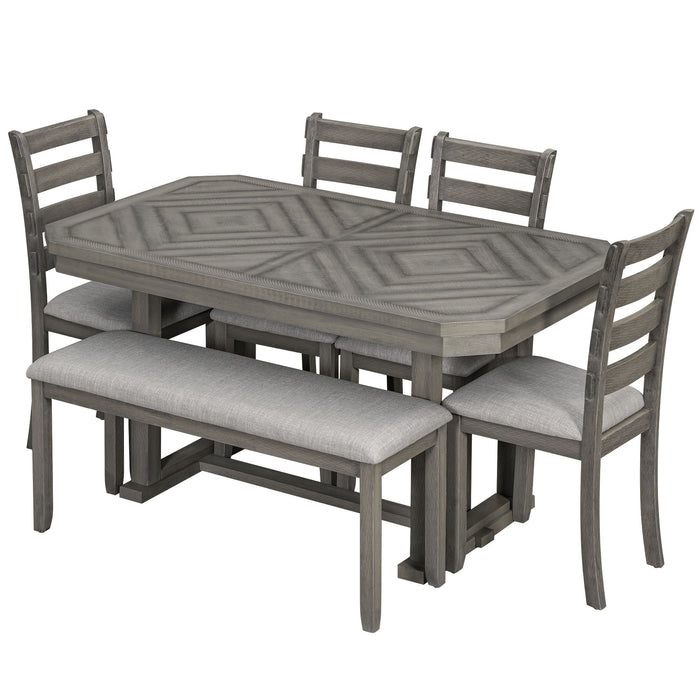 6 Piece Dining Table Set With Ergonomic Seating