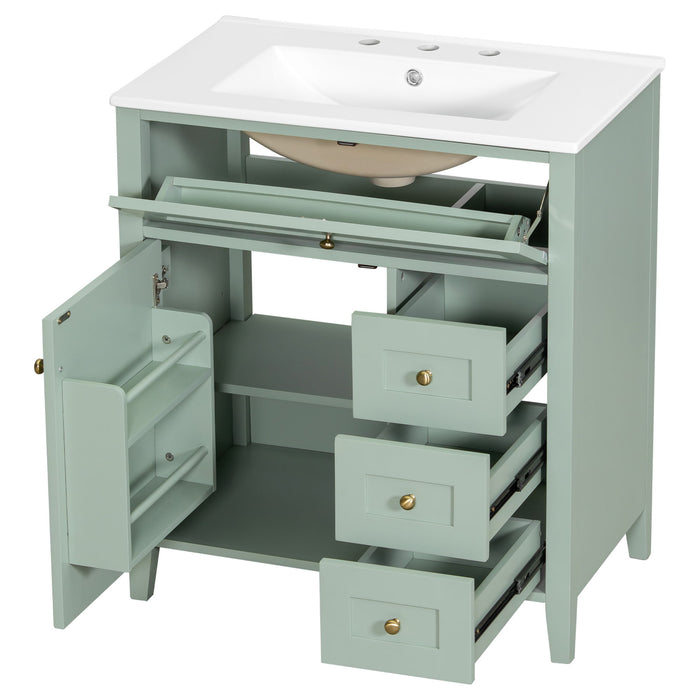 Bathroom Vanity With Sink, 3 Drawers And Adjustable Shelf