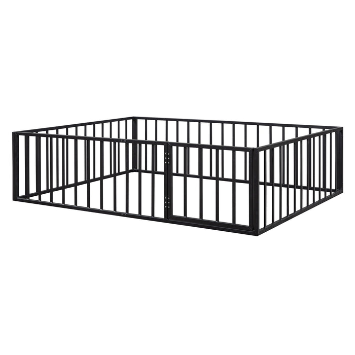 Metal Floor Bed Frame With Fence And Door