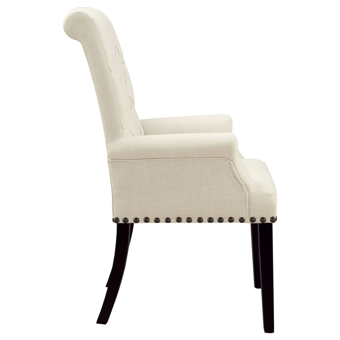 Vaughn - Upholstered Dining Chair With Tapered Legs And Nailhead Trim - Beige