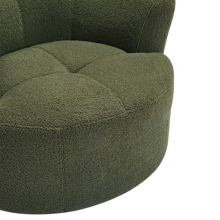 360° Swivel Chair Upholstered Accent Barrel Chair With Adjustable Headrest