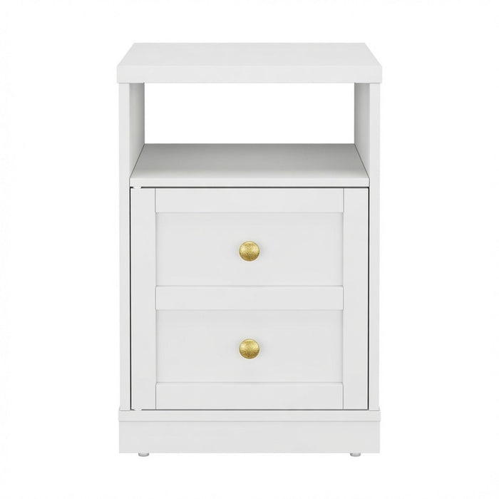 Nightstand With Door & Shelf, 2 Drawer Side Table