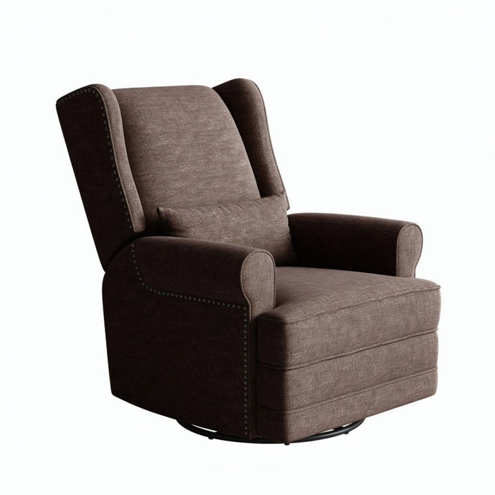 Extra Wide Swivel Recliner Glider Chair With Footrest - Brown