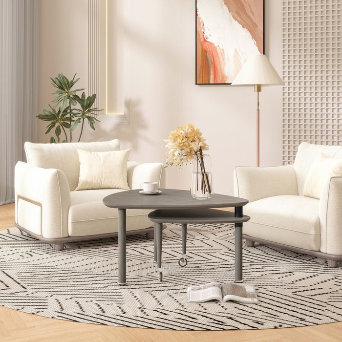 360 Degree Rotatable Coffee Table With Solid Legs