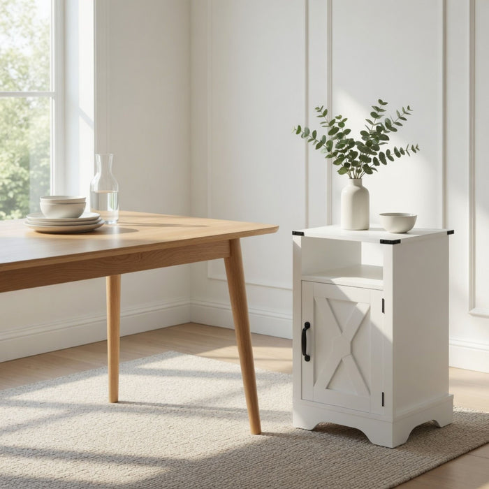 Farmhouse Nightstand, Charging Station & Storage