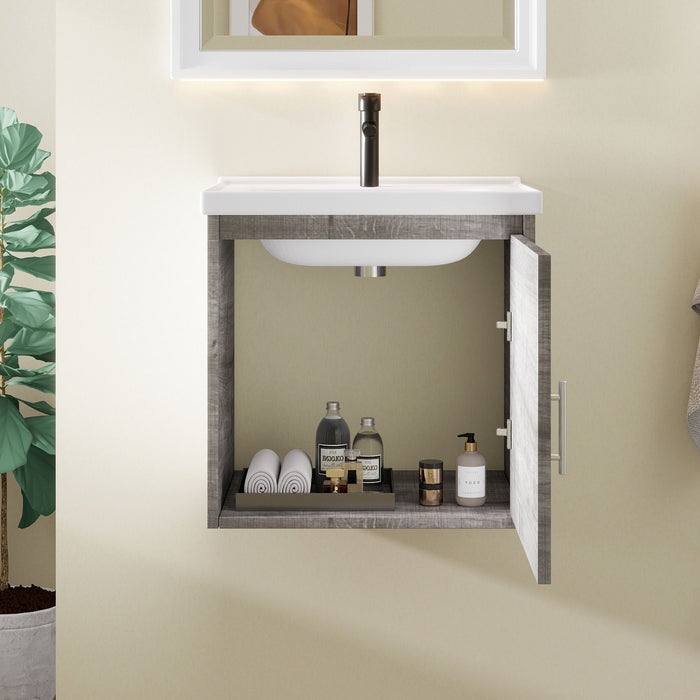 Floating Bathroom Vanity Combo, Wall Mounted Cabinet With Sink & Soft Close Doors For Small Bathrooms