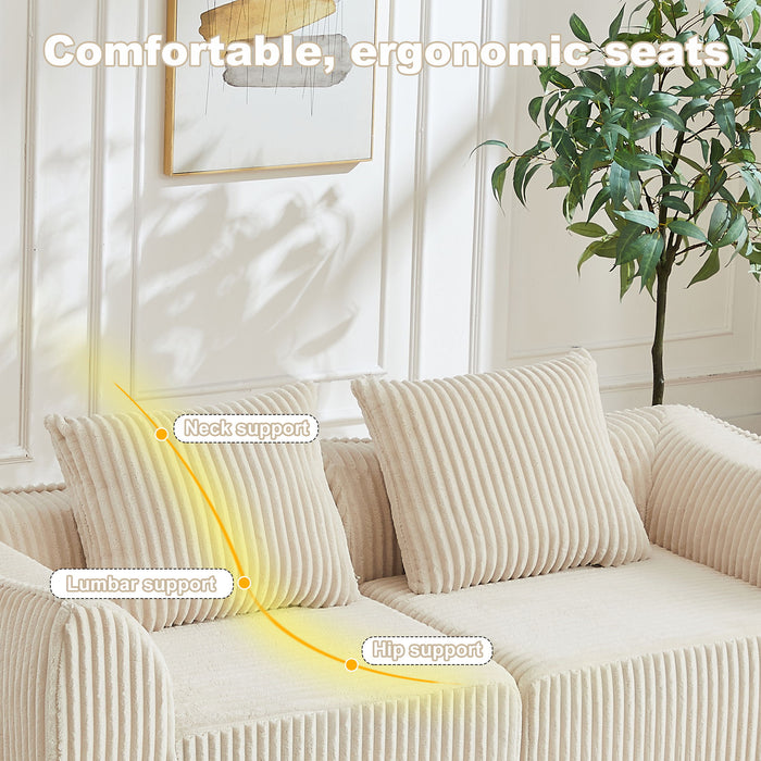 Minimalist Sofa With Curved Lines And Horn Shaped Throw Pillows
