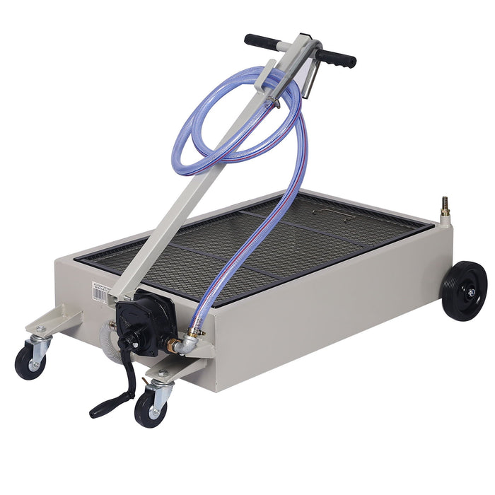 Heavy Duty 20 Gallon Low Profile Oil Drain With Pump Polypropylene - Gray