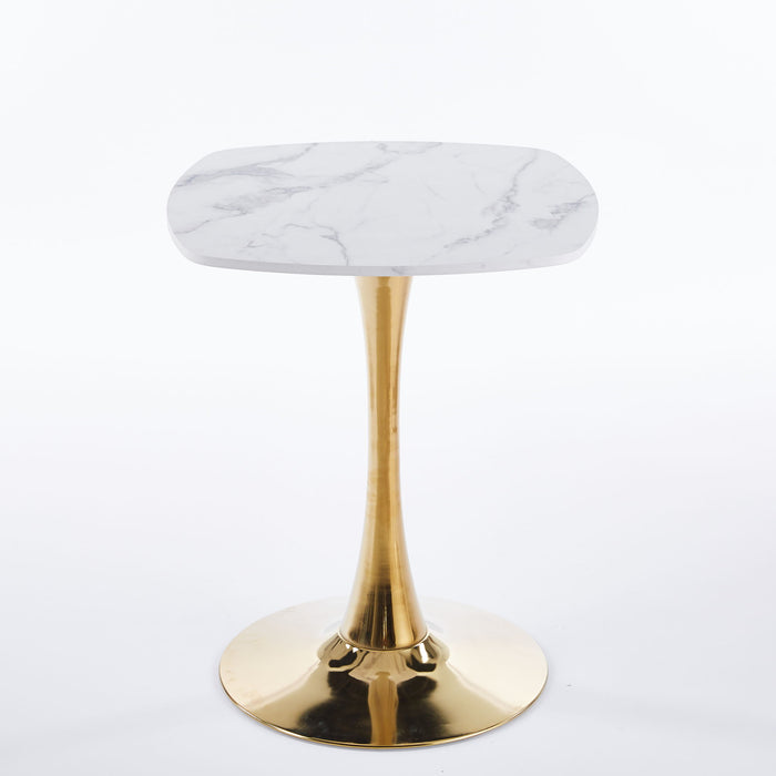 Square Tulip Dining Table For 2 - 4 People - Golden / White