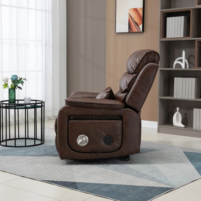 180 Degree Recliner Chair With Wireless Charging, Lumbar Support, And Dual Motor Lift - Brown