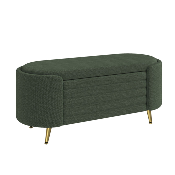 Modern Oval Storage Ottoman With Upholstery