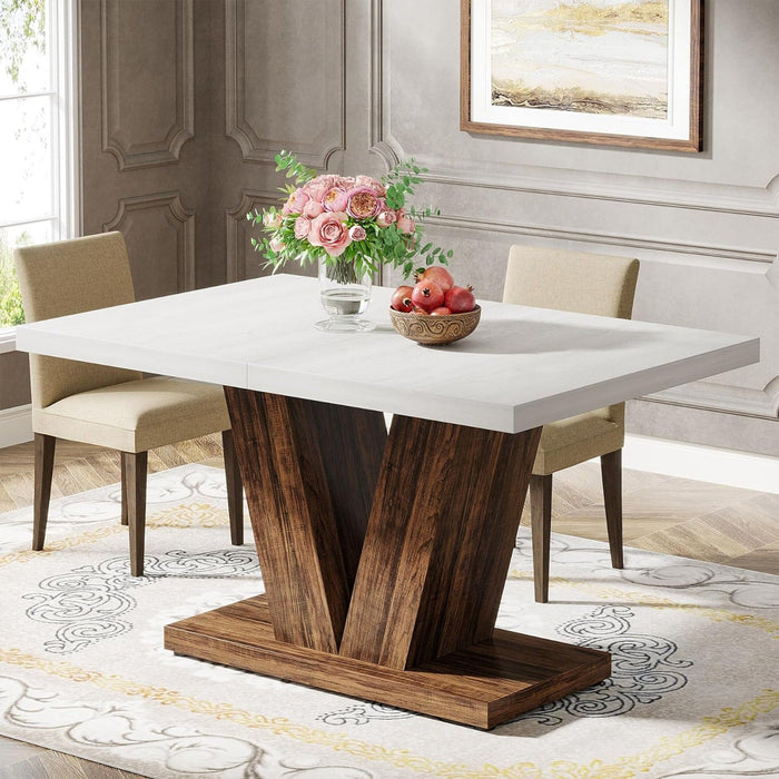 Dining Table With Pedestal Base For 4 - 6 People