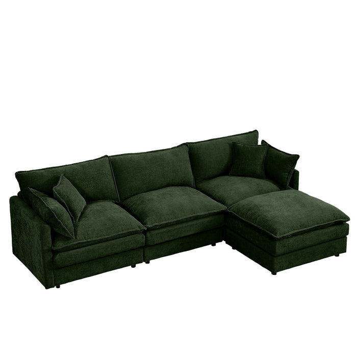 Modular L-Shaped Sectional Sofa With Movable Ottoman