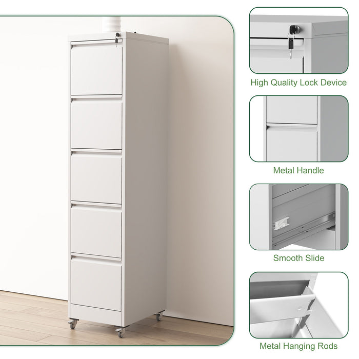 Drawer Metal Locking Vertical File Cabinet With Wheels Heavy Duty Lockable Storage