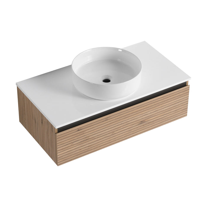 Wall Mounted Bathroom Vanity With Art Sink & 1 Soft Close Drawer