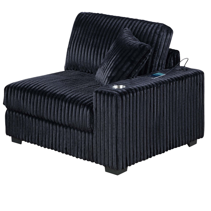 6 Piece Modular U Sectional Sofa Set With USB Cup Holder, Low Leg - Black