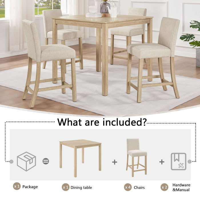 5 Piece Counter Height Table Set With 4 Chairs