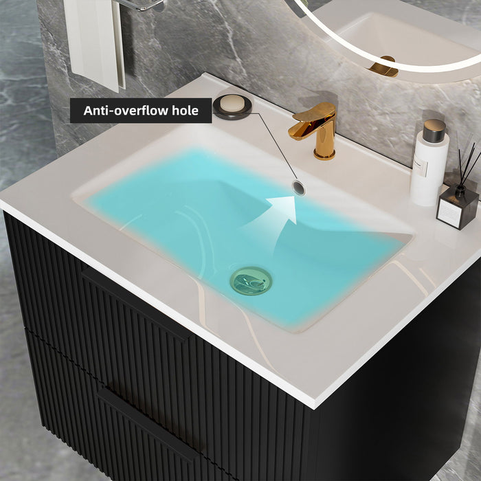 Modern Wall Mounted Floating Bathroom Vanity With Sink And Drawers