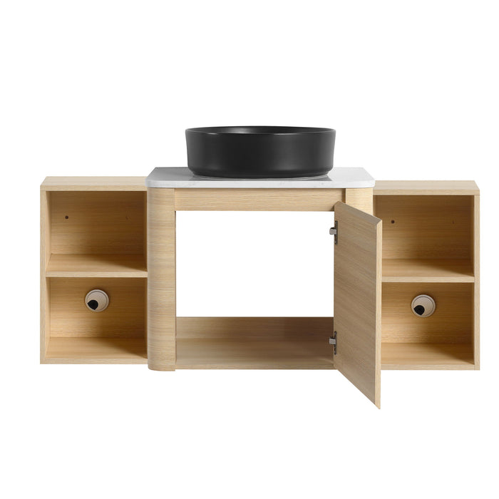 Mounted Bathroom Vanity With Art Sink, 2 Storage Shelves, Soft Close Door