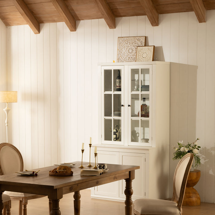 Retro Style Hutch Cabinet With Glass Door, China Cabinet For Home