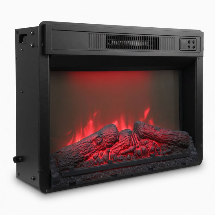 Electric Fireplace Insert Heater With Multicolor Flames, Remote Control - Black