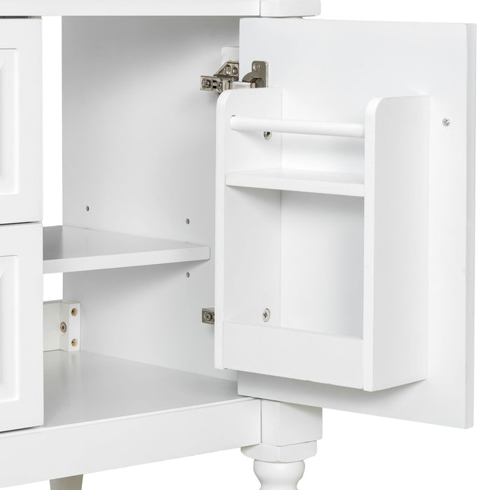 Freestanding Bathroom Vanity With Sink, Adjustable Shelf & Flip Drawer