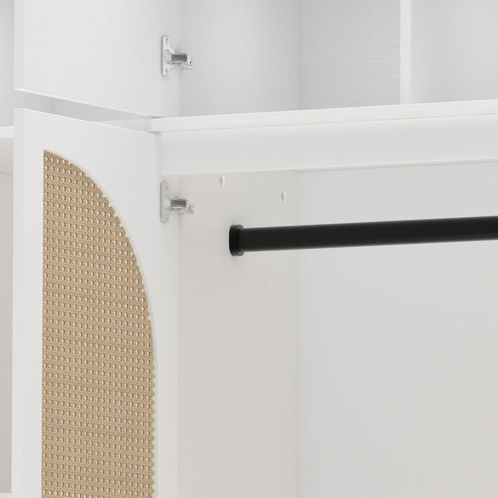 8 Door Armoire Wardrobe With Adjustable Shelves And Hanging Rod