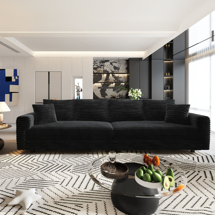 Plush Corduroy 4 Seat Sofa, Modern Comfy Upholstered Sofa Cloud Couch, Deep Seat Couches With Soft Pillows