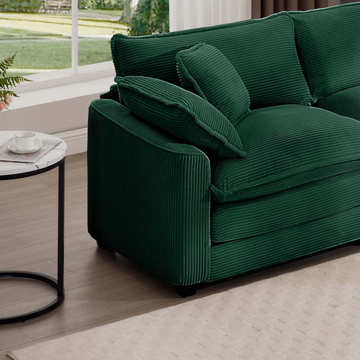 Mid-Century Modern 3 Seater Sectional Sofa With Arm And Throw Pillows